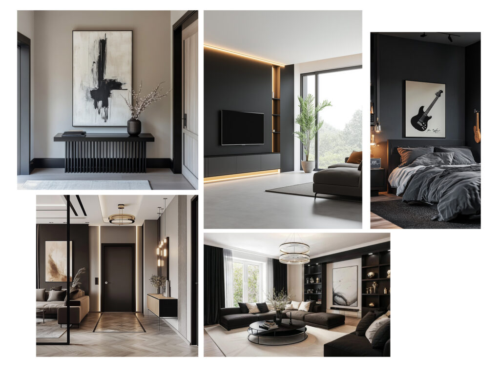 Tendenze interior design 2025 nero